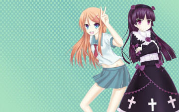 Картинка аниме oreimo девушки фон взгляд