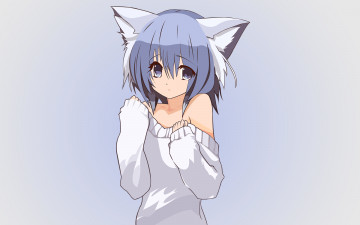 Картинка аниме животные +существа фон взгляд девушка