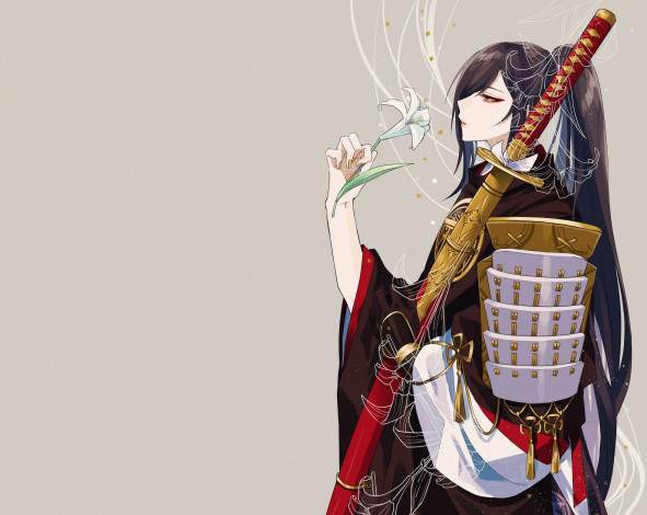 Обои картинки фото аниме, touken ranbu, парень, самурай
