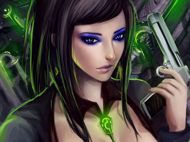 Обои картинки фото аниме, ergo proxy, оружие, девушка