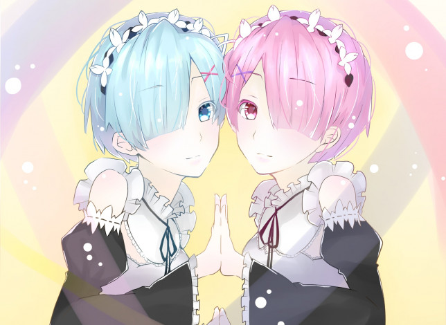 Обои картинки фото аниме, re,  zero kara hajimeru isekai seikatsu, рем, рам