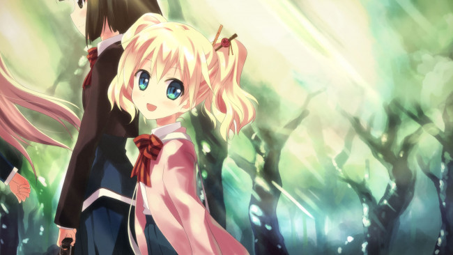 Обои картинки фото аниме, kin-iro mosaic, фон, взгляд, девушка