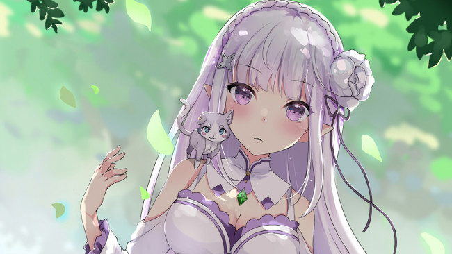 Обои картинки фото аниме, re,  zero kara hajimeru isekai seikatsu, фон, девушка, взгляд