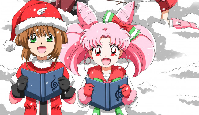 Обои картинки фото аниме, unknown,  другое, девочка, снег, мальчик