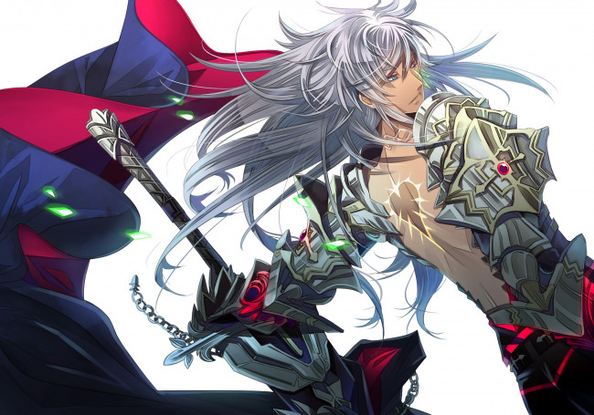 Обои картинки фото аниме, оружие,  техника,  технологии, арт, парень, siegfried, render, меч, плащ