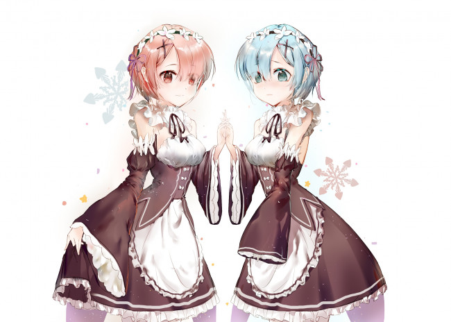 Обои картинки фото аниме, re,  zero kara hajimeru isekai seikatsu, рем, рам