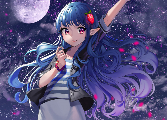 Обои картинки фото аниме, животные,  существа, девушка