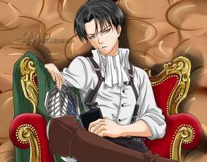 Картинка аниме shingeki+no+kyojin леви