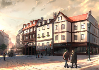 Картинка аниме город +улицы +здания улица