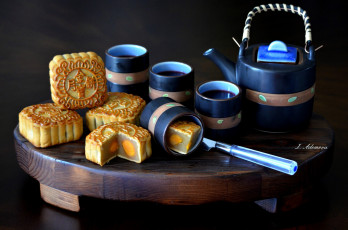 Картинка еда пирожные +кексы +печенье чашки чайник чай