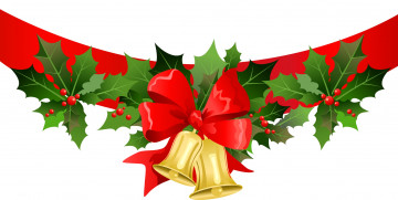Картинка праздничные векторная+графика+ новый+год колокольчик бантик фон листья