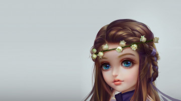 Картинка аниме unknown +другое портрет арт девочка венок ландыш детская zhang wenjie