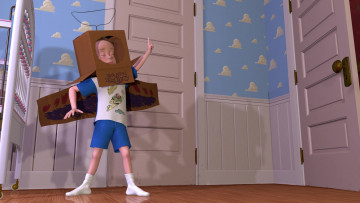 Картинка мультфильмы toy+story коробка мальчик дверь