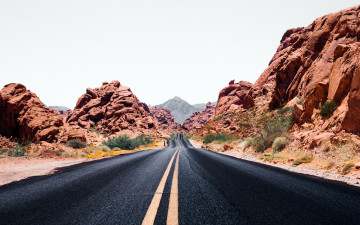 Картинка природа дороги шоссе скалы разметка