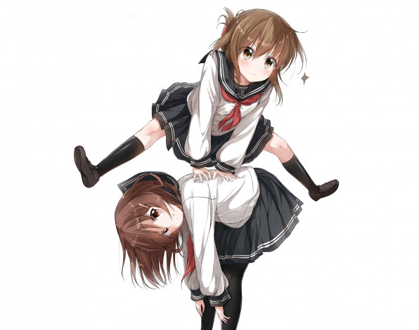 Обои картинки фото аниме, kantai collection, девушка, фон, взгляд