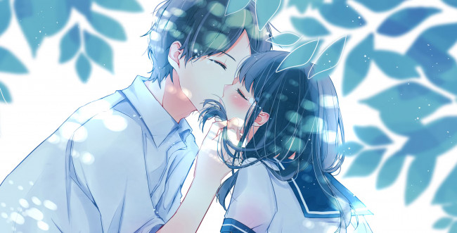 Обои картинки фото аниме, unknown,  другое, поцелуй