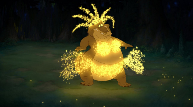 Обои картинки фото мультфильмы, the princess and the frog, крокодил, светлячки
