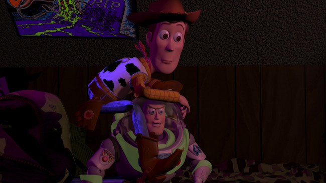 Обои картинки фото мультфильмы, toy story, космонавт, ковбой, игрушки