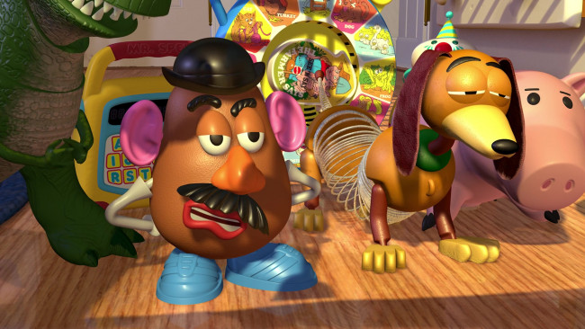 Обои картинки фото мультфильмы, toy story, свинья, собака, игрушки