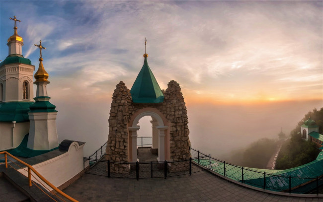 Обои картинки фото города, - православные церкви,  монастыри, церковь, небо, остров, санторини, греция