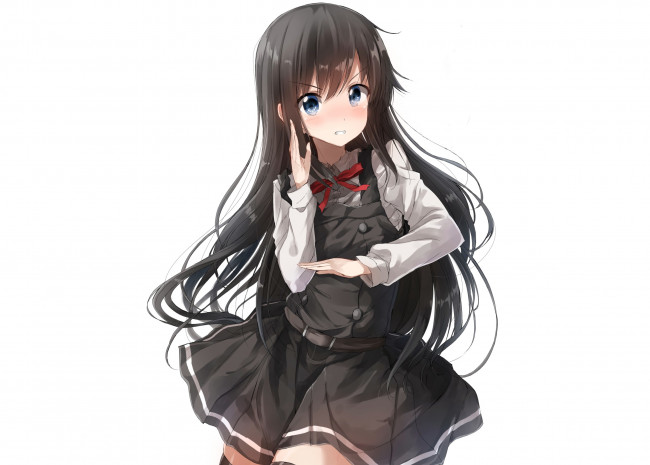 Обои картинки фото аниме, kantai collection, взгляд, фон, девушка