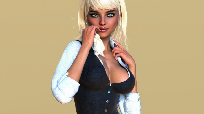 Обои картинки фото 3д графика, люди , people, взгляд, девушка, блонди