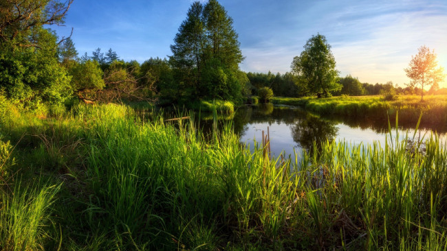 Обои картинки фото природа, реки, озера, река, утро