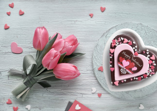 Картинка праздничные день+святого+валентина +сердечки +любовь фон цветы
