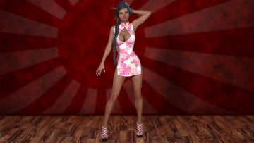 Картинка 3д+графика люди+ people девушка фон взгляд платье