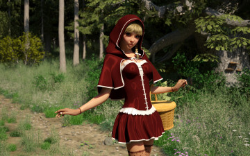 Картинка 3д+графика люди+ people девушка фон взгляд корзинка