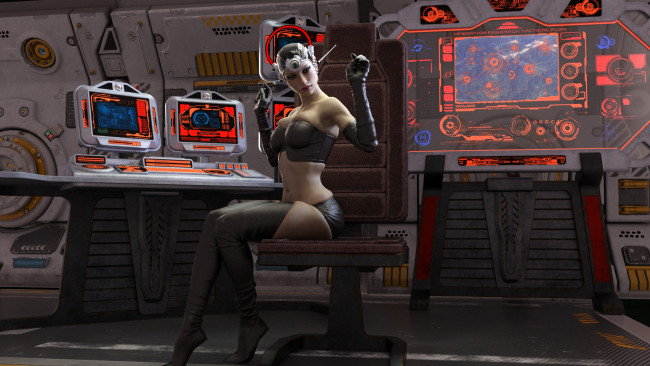 Обои картинки фото 3д графика, фантазия , fantasy, девушка, фон, взгляд