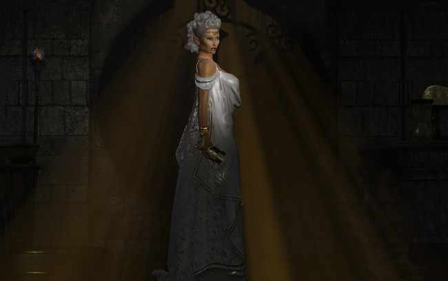 Обои картинки фото 3д графика, эльфы , elves, девушка, фон, платье