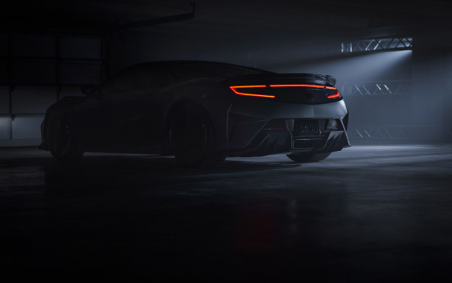 Обои картинки фото автомобили, acura, 2022, nsx, type, s, 4k, ночь, гараж, новый, вид, сзади, экстерьер, тюнинг, японский, автомобиль, спорткар