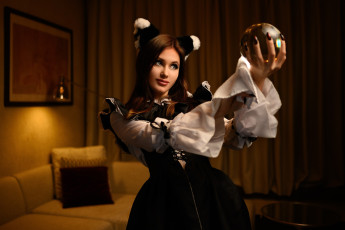 обоя косплей модель, девушки, - креатив,  косплей, девушка, женщина, шатенка, темноволосая, сексуальная, модель, звезда, позирует, разная, обувь, верхняя, стильная, одежда, нижнее, эротическое, бельё, трусы, лифчик, колготки, чулки, аксессуары, макияж, и, множество, элементов, на, фотографии