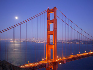 обоя moonrise, over, san, francisco, города, сан, франциско, сша
