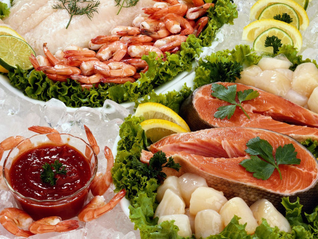 Обои картинки фото еда, рыбные, блюда, морепродуктами
