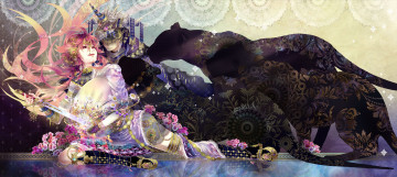 Картинка аниме animals пантеры девушка парень