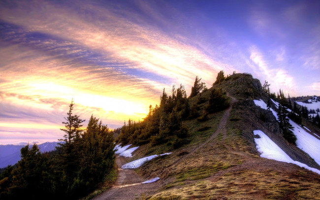 Обои картинки фото mountain, природа, горы, гора, снег, деревья