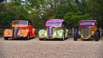 Картинка автомобили custom classic car деревья забор