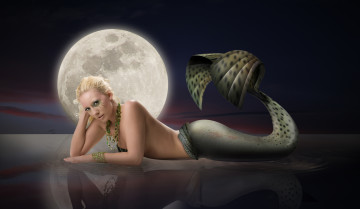 Картинка разное компьютерный дизайн русалка луна