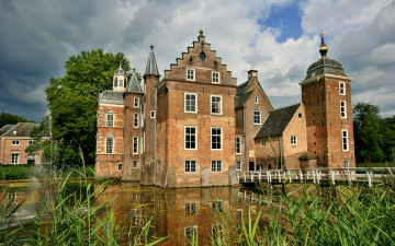 Картинка kasteel huize ruurlo города дворцы замки крепости парк пруд мостик замок стены башни