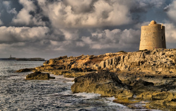 Картинка torre de ses portes города дворцы замки крепости море побережье скалы бастион