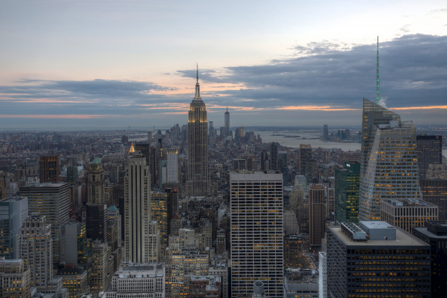 Обои картинки фото manhattan, new, york, city, города, нью, йорк, сша, empire, state, building, манхэттен, здания, небоскрёбы, панорама
