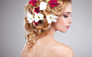 Картинка девушки -unsort+ лица +портреты модель девушка лицо макияж фон серьги спина цветы прическа волосы