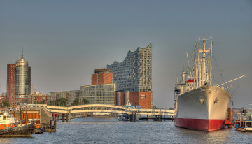 Картинка elbphilharmonie корабли порты+ +причалы суда причалы порт гавань