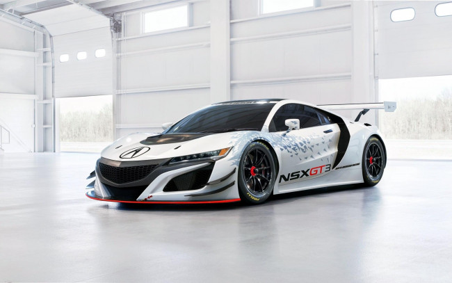 Обои картинки фото автомобили, acura, бокс, акура, белая, gt3, nsx