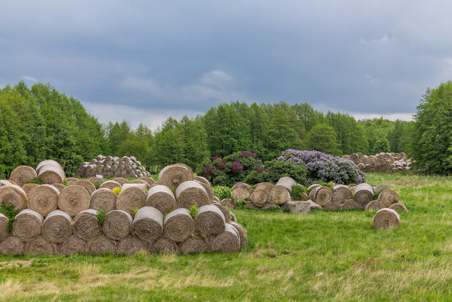 Обои картинки фото природа, поля, стога