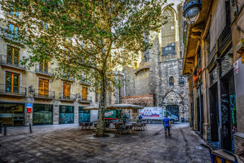 Картинка города барселона+ испания кафе уличное