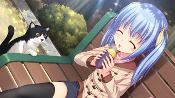 Картинка аниме животные +существа девушка