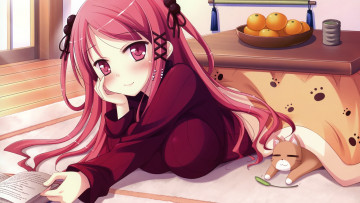 Картинка аниме животные +существа девушка